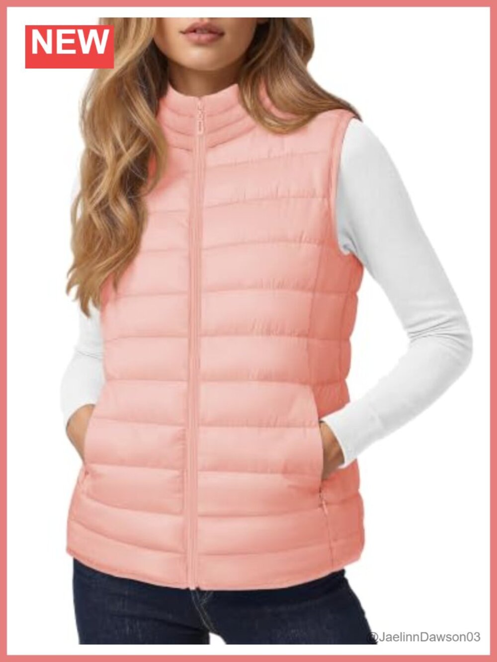 Quilted Puffer Vest Lightweight Sleeveless Zip Up Stand Collar